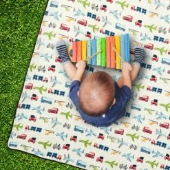 Relaxdays Couverture Pique-nique XXL, 200x200, Tapis De Plage Polaire, Isolation Thermique, Imperméable, Poignée, Blanc -Plaid et couverture Soldes 52205264 5