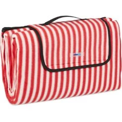 Relaxdays Couverture Pique-nique XXL, 200x200 Cm, Tapis De Plage Polaire, Isolation Thermique, Imperméable, Rouge/blanc -Plaid et couverture Soldes 52205281 3