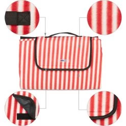 Relaxdays Couverture Pique-nique XXL, 200x200 Cm, Tapis De Plage Polaire, Isolation Thermique, Imperméable, Rouge/blanc -Plaid et couverture Soldes 52205281 5