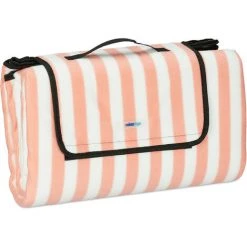 Relaxdays Couverture Pique-nique XXL, 200x200 Cm, Natte De Plage Rayée, Imperméable, Tapis Extérieur, Poignée, Coloré -Plaid et couverture Soldes 52205292 3