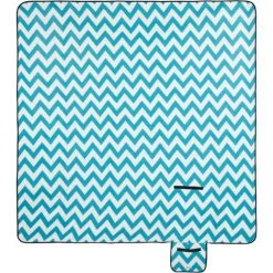 Relaxdays Tapis Piquenique, XXL, 200x200cm, Couverture Polaire, Thermique, Imperméable, Poignée, Turquoise/blanc -Plaid et couverture Soldes 52205366 2