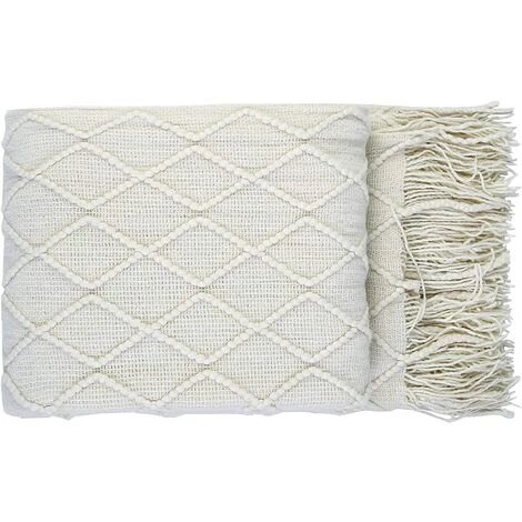 MODOU Couverture En Laine Tricotée Douce, Couverture à Pompons, Couverture De Canapé, Couverture De Couchage 4 MODOU Couverture En Laine Tricotée Douce, Couverture à Pompons, Couverture De Canapé, Couverture De Couchage – Image 2