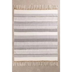 Couverture Plaid Tariat SKLUM Coton - Gris - Gris -Plaid et couverture Soldes 52722499 2