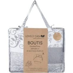 LOVELY CASA Boutis 240x220 Avec 2 Taies Et Sac Bonnie Gris - Gris 7 LOVELY CASA Boutis 240x220 Avec 2 Taies Et Sac Bonnie Gris - Gris -Plaid et couverture Soldes 52970862 3