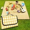 ALMI Couverture De Pique-Nique,200 X 200 Cm,Grande Couverture De Plage,de Camping,avec Poignée,Fond étanche,Lavable En Machine,Couverture De Pique-Nique Pliable Douce Et Portable (Grille Jaune) -Plaid et couverture Soldes 53417220 1