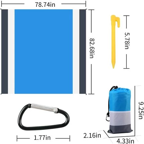 ALMI Tapis De Plage, 210*200cm Couverture De Pique-Nique Imperméable Anti-Sable Portable Avec 4 Piquets Pour Plage Camping Picnic Randonnée Ect Les Èvénements En Extérieur 4 ALMI Tapis De Plage, 210*200cm Couverture De Pique-Nique Imperméable Anti-Sable Portable Avec 4 Piquets Pour Plage Camping Picnic Randonnée Ect Les Èvénements En Extérieur – Image 2