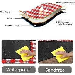 ALMI Esportic Couverture Tapis De Pique-Nique, Tapis De Plage, 200 X 200 Cm Couverture Picnic, Couverture Tapis De Pique-Nique Imperméable Résistant à L'humidité Pliable Portable Avec Des Poignées -Plaid et couverture Soldes 53417403 3