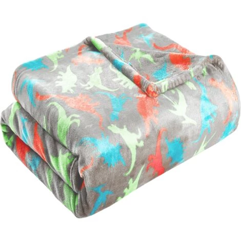 FUTURE HOME Plaid Enfant Polyester Gris 130x150cm Dino - Gris 3 FUTURE HOME Plaid Enfant Polyester Gris 130x150cm Dino - Gris