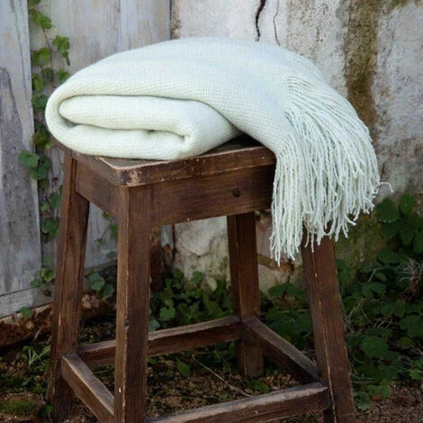 TERRE DE NUIT Plaid Maille à Franges Vert D'eau 125x150 Cm - Vert D'eau 4 TERRE DE NUIT Plaid Maille à Franges Vert D'eau 125x150 Cm - Vert D'eau – Image 2