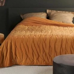 LINDER Boutis (240 X 250 Cm) Pandore Orange Clair -Plaid et couverture Soldes 53565964 2