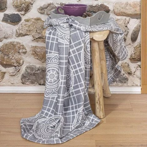 ENJOY HOME Plaid Doux (150 Cm) Delicatesse Gris 4 ENJOY HOME Plaid Doux (150 Cm) Delicatesse Gris – Image 2