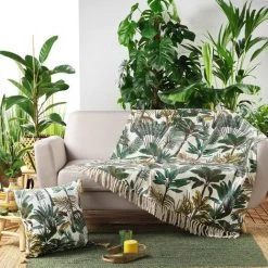 DOUCEUR D'INTÉRIEUR Plaid à Franges 125x150 Cm Balinesia Coton - Vert -Plaid et couverture Soldes 53582424 3