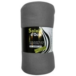 Couverture Unie 220x240 Cm POLAIRE Gris, Par Soleil D'ocre - Gris