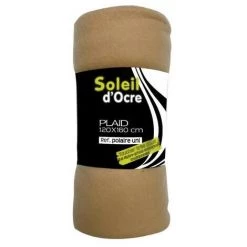 Plaid Uni 120x160 Cm POLAIRE Taupe, Par Soleil D'ocre - Taupe
