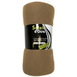 Couverture Unie 180x220 Cm POLAIRE Taupe, Par Soleil D'ocre - Taupe