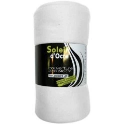 Couverture Unie 220x240 Cm POLAIRE Blanc, Par Soleil D'ocre - Blanc