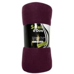 Couverture Unie 180x220 Cm POLAIRE Prune, Par Soleil D'ocre - Violet