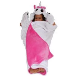 SOLEIL D'OCRE Plaid Polaire Poncho 116x134 Cm LICORNE - Blanc