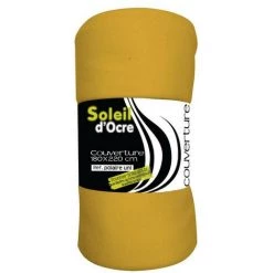 Couverture Unie 180x220 Cm POLAIRE Moutarde, Par Soleil D'ocre - Jaune