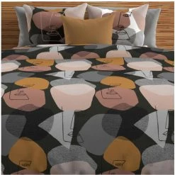 Parure Housse De Couette En Coton 57 Fils/cm2 240x220 Cm MODERN Gris, Par Soleil D'Ocre - Gris 6 Parure Housse De Couette En Coton 57 Fils/cm2 240x220 Cm MODERN Gris, Par Soleil D'Ocre - Gris -Plaid et couverture Soldes 53607282 2