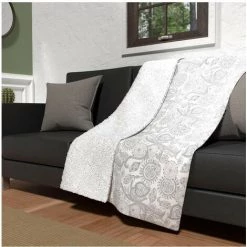 Plaid Polaire Microfibre Doublé Sherpa 120X160 Cm BLACK DRESS, Par Soleil D'ocre - Gris -Plaid et couverture Soldes 53607496 2