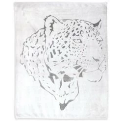 SOLEIL D'OCRE Plaid Extra Doux 130x150 Cm LEOPARD Blanc Et Gris - Gris