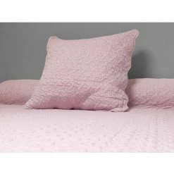 SOLEIL D'OCRE Couvre-lit Boutis Uni Rose 180x220 Cm Avec 1 Taie D'oreiller - Rose