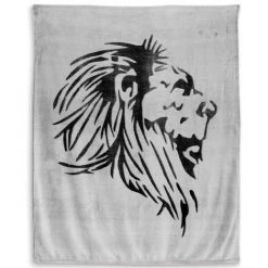 SOLEIL D'OCRE Plaid Extra Doux 130x150 Cm LION Noir Et Gris - Noir