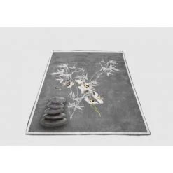 Plaid Polaire Microfibre Imprimé 130x150 Cm ORCHIDEE, Par Soleil D'ocre - Gris