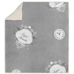 Plaid Polaire Sherpa Microfibre Imprimé 110x170 Cm ESPRIT DE FAMILLE Gris, Par Soleil D'ocre - Gris