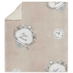 Plaid Polaire Sherpa Imprimé 110x170 Cm ESPRIT DE FAMILLE Taupe, Par Soleil D'ocre - Taupe