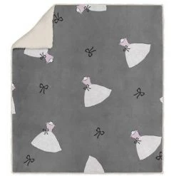 Plaid Polaire Sherpa Microfibre Imprimé 110x170 Cm ANAIS Anthracite, Par Soleil D'ocre - Anthracite