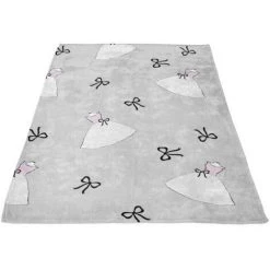 Couverture Polaire Microfibre Imprimé 180x220 Cm ANAIS Gris, Par Soleil D'ocre - Gris