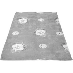 Couverture Polaire Microfibre Imprimée 220x240 Cm ESPRIT DE FAMILLE Gris, Par Soleil D'ocre - Gris