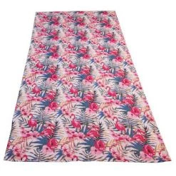 Fouta En Coton Doublé éponge 100x200 Cm FLAMAND ROSE, Par Soleil D'ocre - Rose -Plaid et couverture Soldes 53608193 2