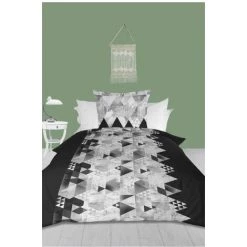 SOLEIL D'OCRE Parure Housse De Couette En Coton 140x200 Cm NORDIQUE Anthracite