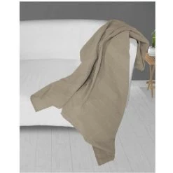 Plaid 140X200 Cm ADELE Taupe, Par Soleil D'ocre - Taupe
