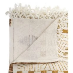 Atmosphera - Jeté De Lit En Coton Ocre Et Gris Imprimé Zohra 160 X 220 Cm - Beige -Plaid et couverture Soldes 53726707 3