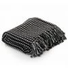 LITZEE Couverture Coton à Carrés 125 X 150 Cm Noir # -Plaid et couverture Soldes 53765638 1