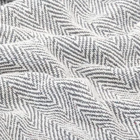 LANGRAY Couverture Coton à Chevrons 125 X 150 Cm Gris Maison & Jardin 4 LANGRAY Couverture Coton à Chevrons 125 X 150 Cm Gris Maison & Jardin – Image 2