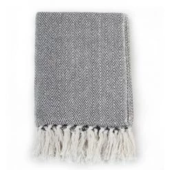 LANGRAY Couverture Coton à Chevrons 125 X 150 Cm Bleu Marine Maison & Jardin -Plaid et couverture Soldes 53826306 5