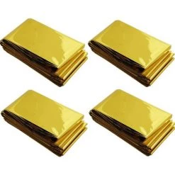 Couverture Survie 4 Pack 210 X 160 Cm Couverture De Survie D'urgence Couverture De Survie Camping Or/Argent Parfaite Pour Les Marathons De Survie En Plein Air Ou Les Premiers Soins,Macaron