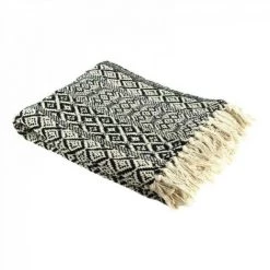 JARDIRICODECO Plaid Ethnique Frange Motif Carreaux 120x150cm -Plaid et couverture Soldes 53960392 3
