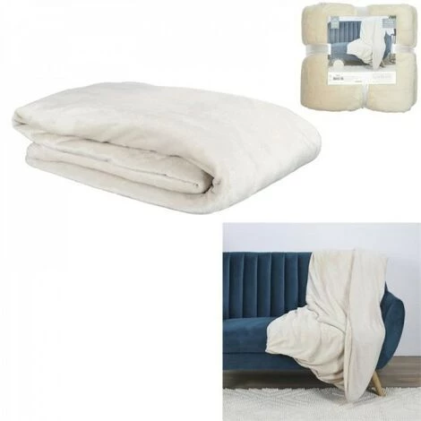 JARDIRICODECO Plaid Flanelle Sherpa Beige Xxl 140x200cm 3 JARDIRICODECO Plaid Flanelle Sherpa Beige Xxl 140x200cm