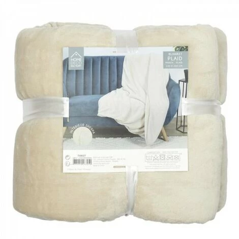JARDIRICODECO Plaid Flanelle Sherpa Beige Xxl 140x200cm 4 JARDIRICODECO Plaid Flanelle Sherpa Beige Xxl 140x200cm – Image 2