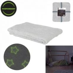 JARDIRICODECO Plaid Phosphorescent Etoile Gris 120x150cm