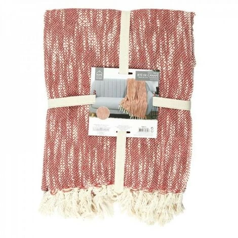 JARDIRICODECO Plaid Bicolore Naturel Rouille 120x150cm 4 JARDIRICODECO Plaid Bicolore Naturel Rouille 120x150cm – Image 2