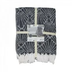 JARDIRICODECO Plaid Jacquard Geometrique Marine 125x150cm -Plaid et couverture Soldes 53960412 2