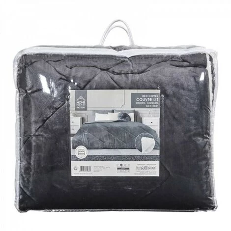 JARDIRICODECO Couvre Lit Flanelle Sherpa Gris 220x240cm 4 JARDIRICODECO Couvre Lit Flanelle Sherpa Gris 220x240cm – Image 2