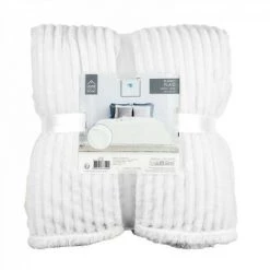 JARDIRICODECO Plaid Flanelle Cotele Sherpa Ecru 180x220cm -Plaid et couverture Soldes 53960492 2